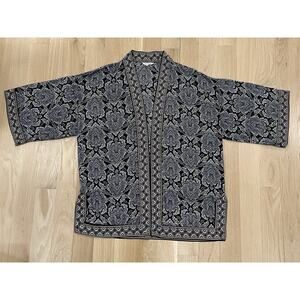 Max Studio Womens Paisley Open Front Kimono Jacket Cardigan Swim Cover Small